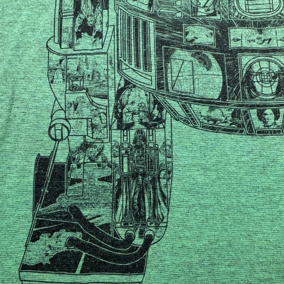 Star Wars R2-D2 Movie Scenes Graphic Print T Shirt Unisex Small Green Fifth Sun - Picture 8 of 10